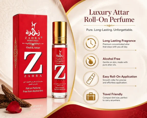 ZAHRA PERFUMES Z (1) Z Attar by Zahra Perfumes – Long Lasting Alcohol-Free Roll On Perfume Oil | Premium Arabian Fragrance for Men & Women | Concentrated Attar Perfume | 6ml