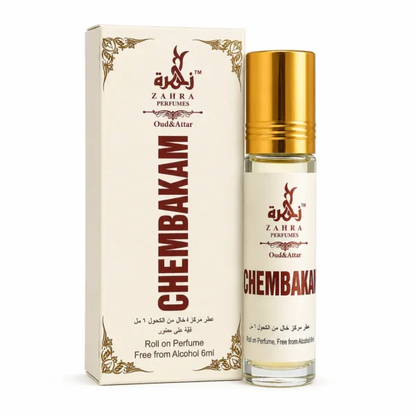 CHEMBAKAM ATTAR Zahra Perfumes Chembakam Roll-On Attar Perfume 6ml | Alcohol-Free Concentrated Perfume Oil | Long Lasting Floral Champaka Fragrance | Pocket Size Unisex Non-Alcoholic Ittar for Men & Women
