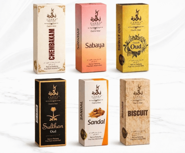 COMBO PACK FOR MEN Zahra Perfumes Premium Attar – Pack of 6 Alcohol-Free Roll-On Perfumes | Oud, Sandalwood & Floral Fragrances | Long Lasting Arabian Attar Collection for Men & Women | Travel Friendly Pack