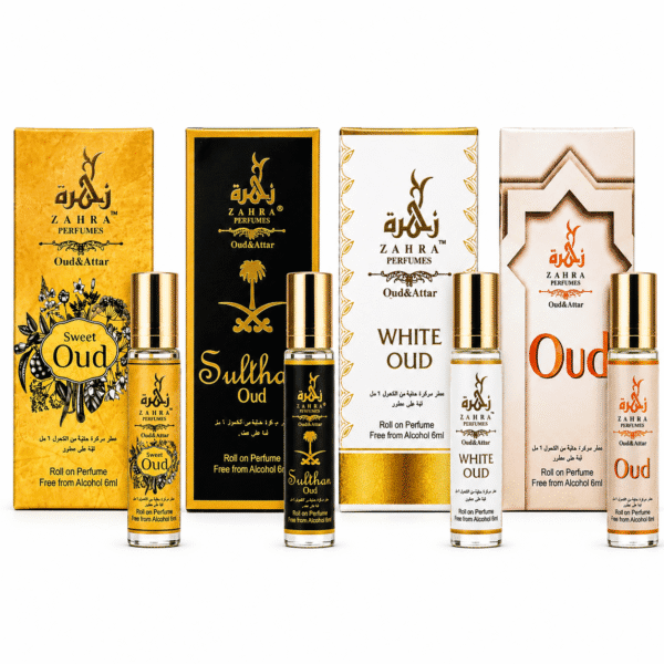 zahra-perfumes-premium-oud-attar-combo-pack-4x6ml-main-image.webp zahra-perfumes-premium-oud-attar-combo-long lasting oud and attar