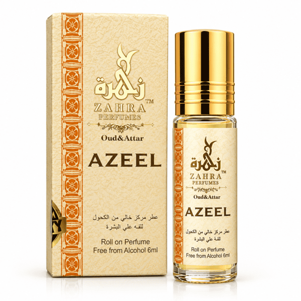 ZAHRA PERFUMES Azeel Roll On Attar Perfume for Men & Women, Alcohol Free Concentrated Perfume Oil, Long Lasting Arabic Fragrance, 6ml